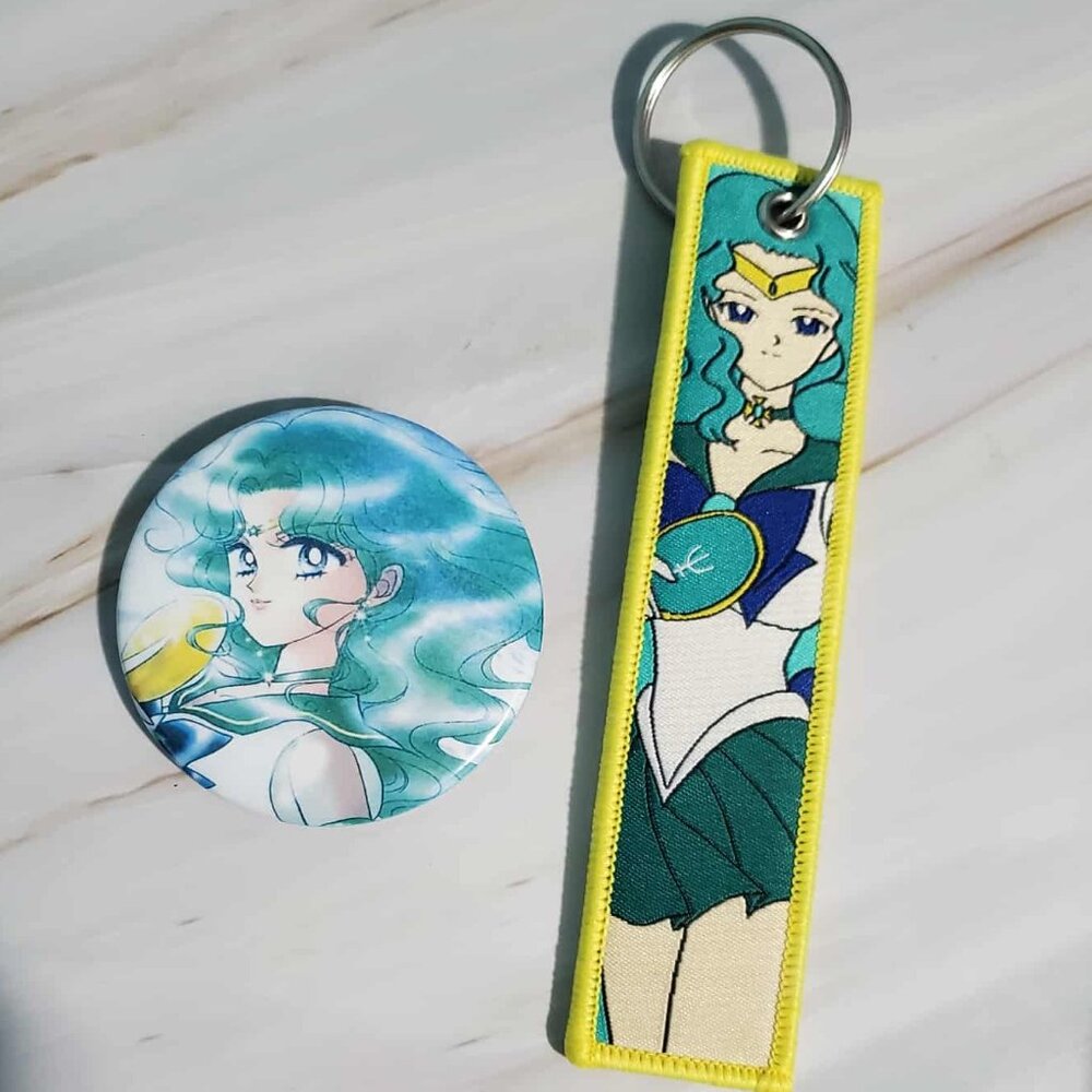 Sailor Neptune Keyring and 2.25" Pinback Button (Sailor Moon)